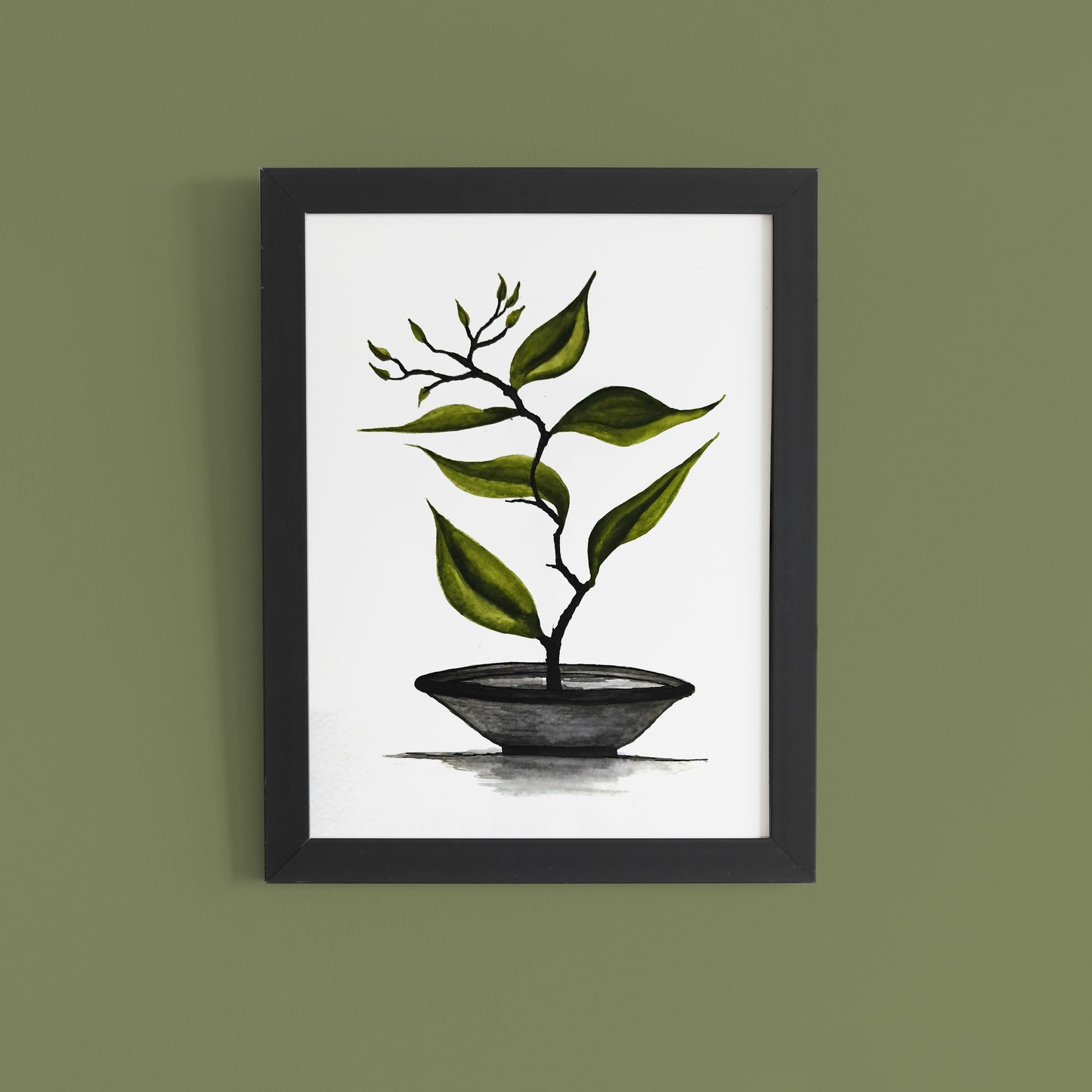 Minimalist Bonsai Plant – Zen Watercolor Botanical Wall Art