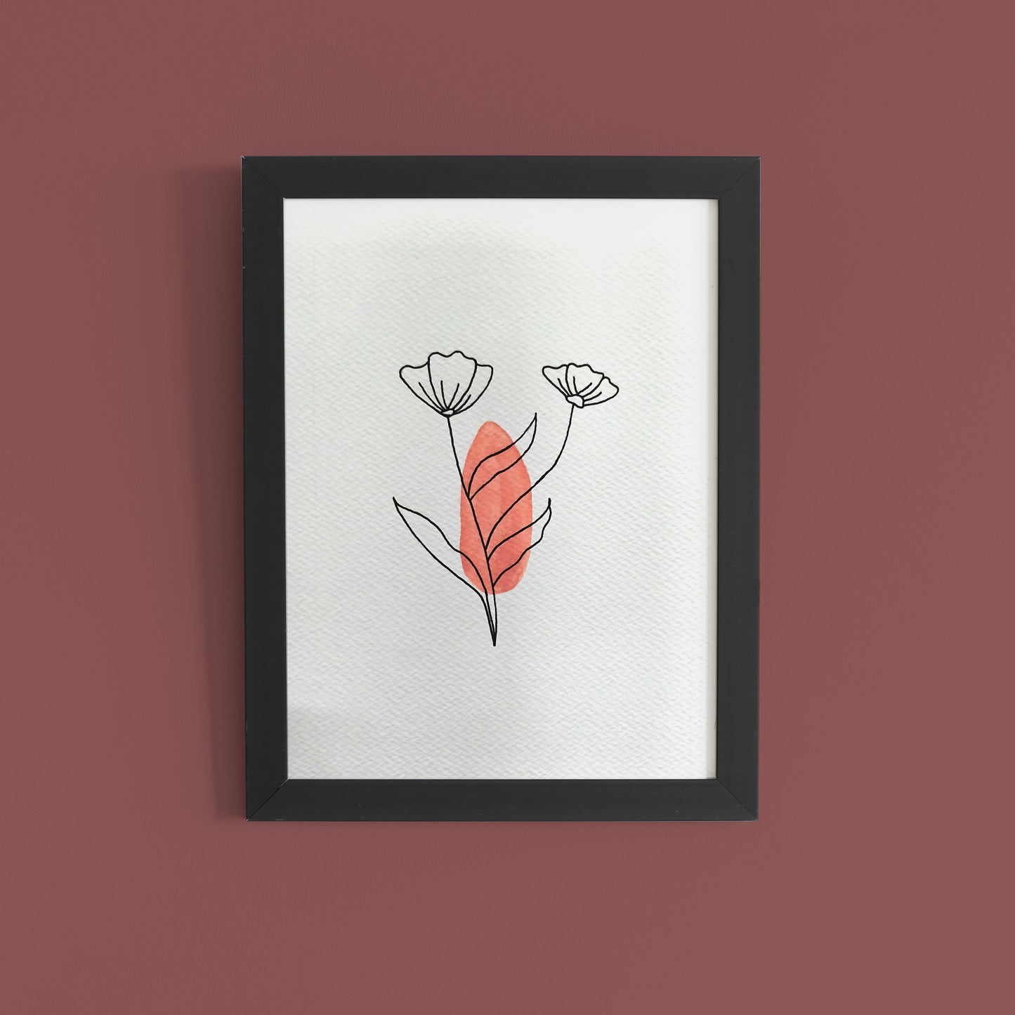 Blush Duo: Minimalist Pink Floral Line Watercolor Art