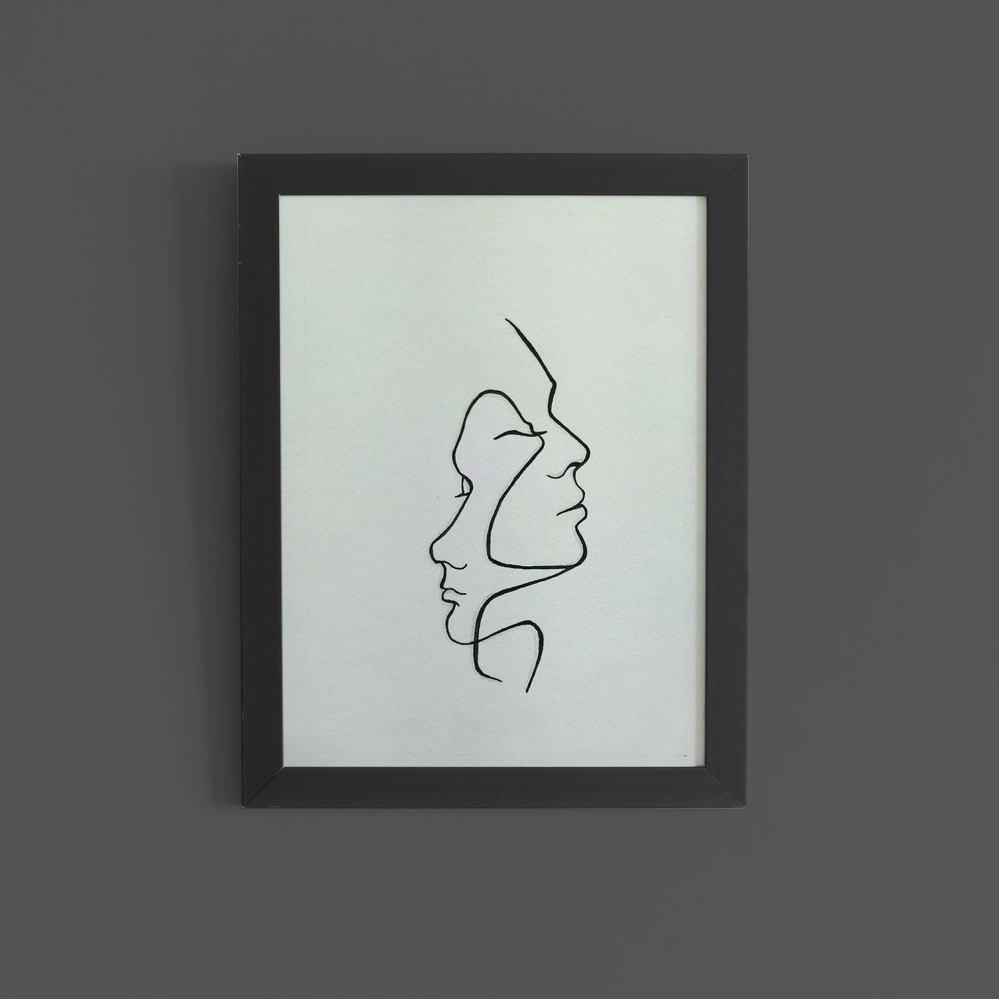 Harmony: Minimalist Line Faces Abstract Watercolor Art