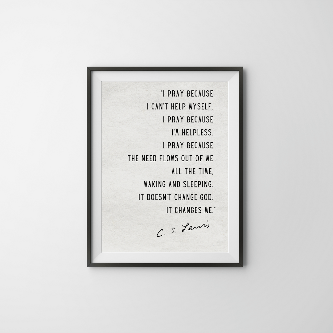 C.S. Lewis Inspirational Prayer Quote Frame – Minimalist Wall Decor