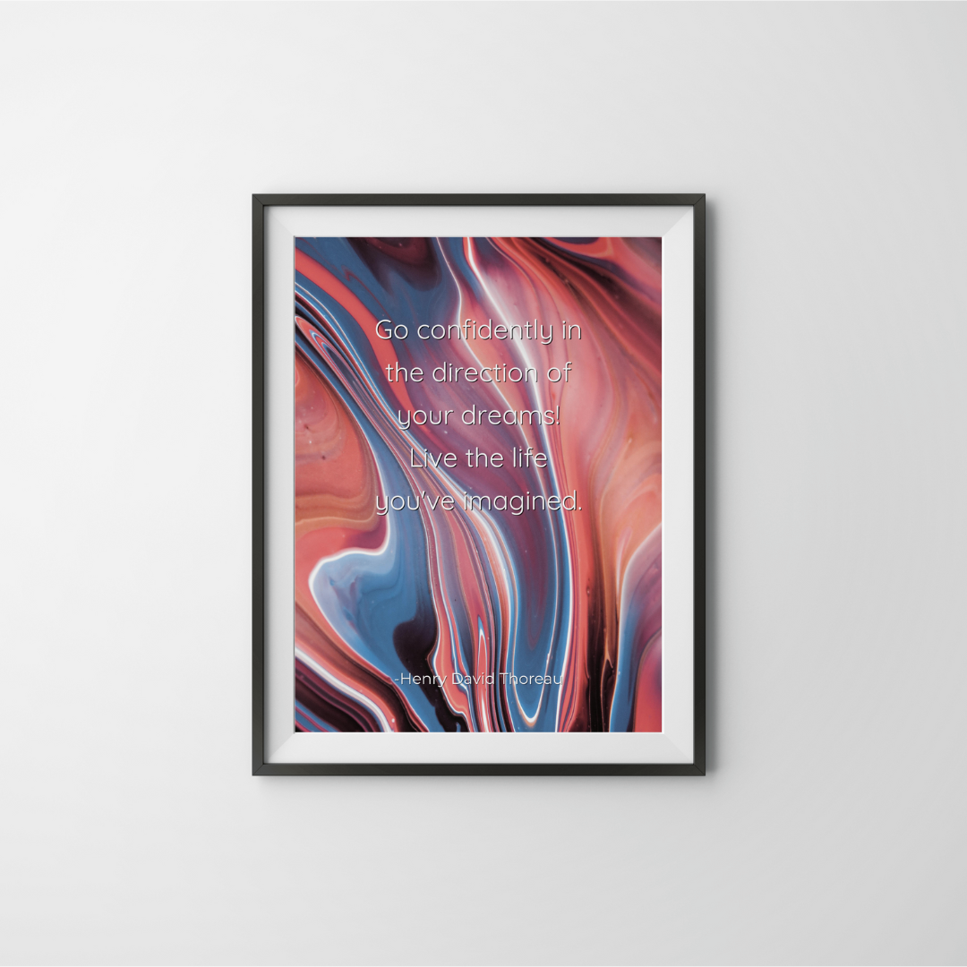 Go Confidently in the Direction of Your Dreams – Thoreau Inspirational Frame – Minimalist Wall Decor