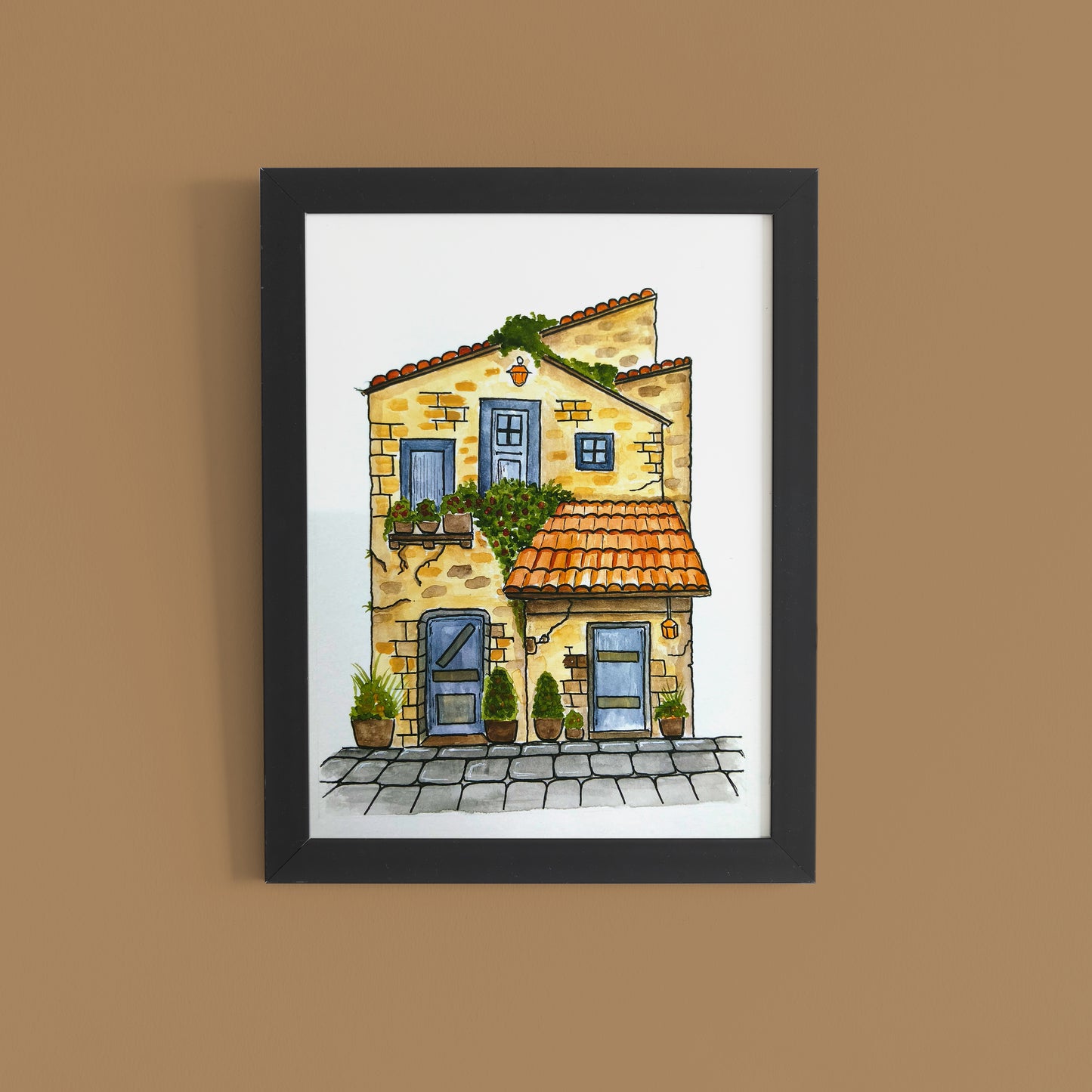 Tuscan Villa – Hand-painted Watercolour Wall Art