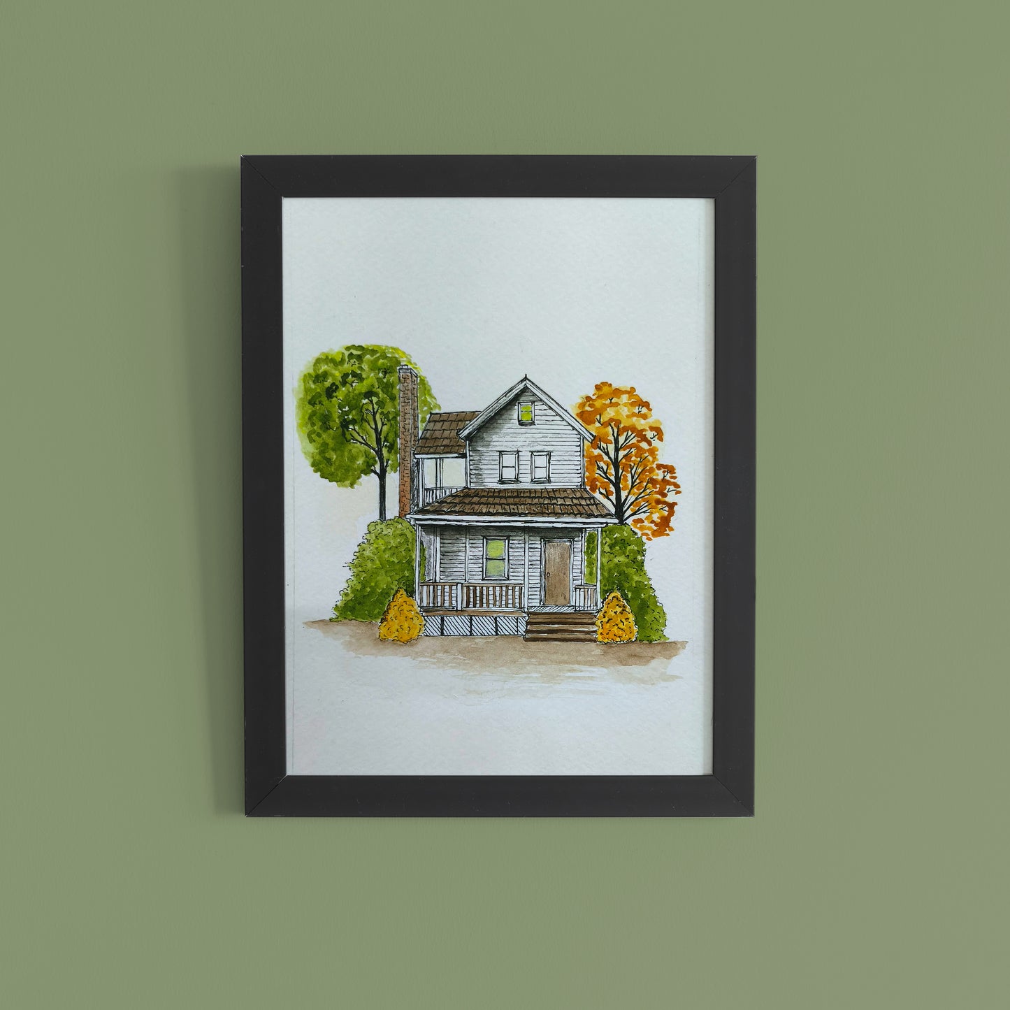 Rustic Farm House - Hand-painted Watercolour Wall Art