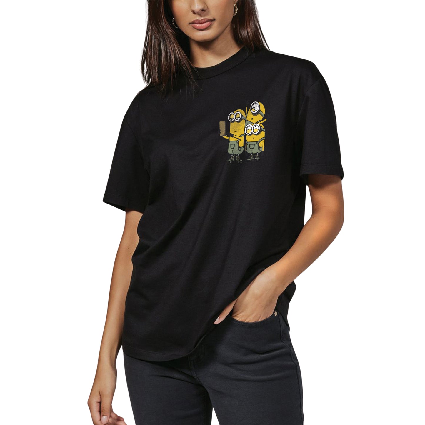 Minions Graphic T-Shirt – Official Movie Character Print, Unisex Black Cotton Tee