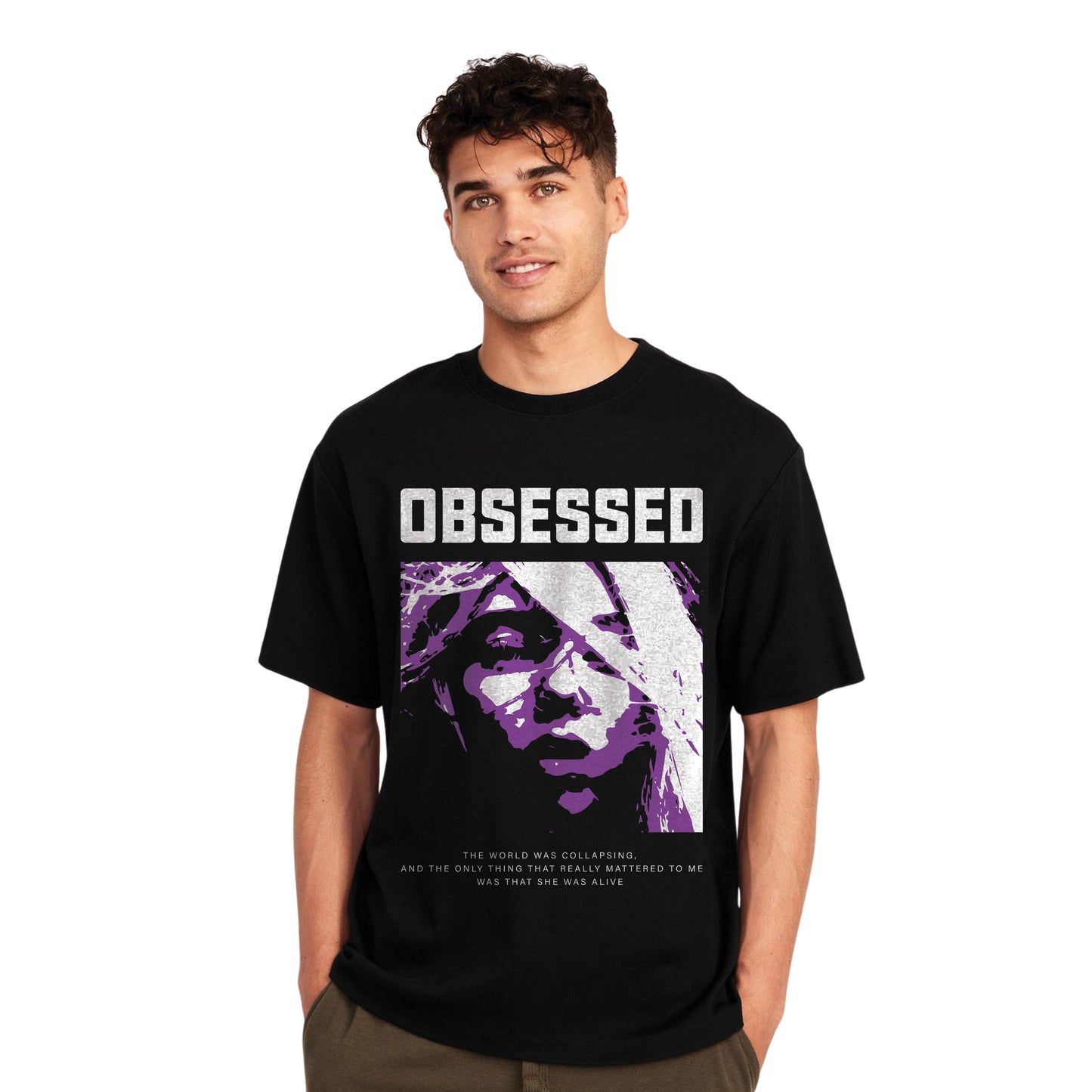 Obsessed Artistic Portrait T-Shirt – Bold Statement Face Art, Unisex Black Tee