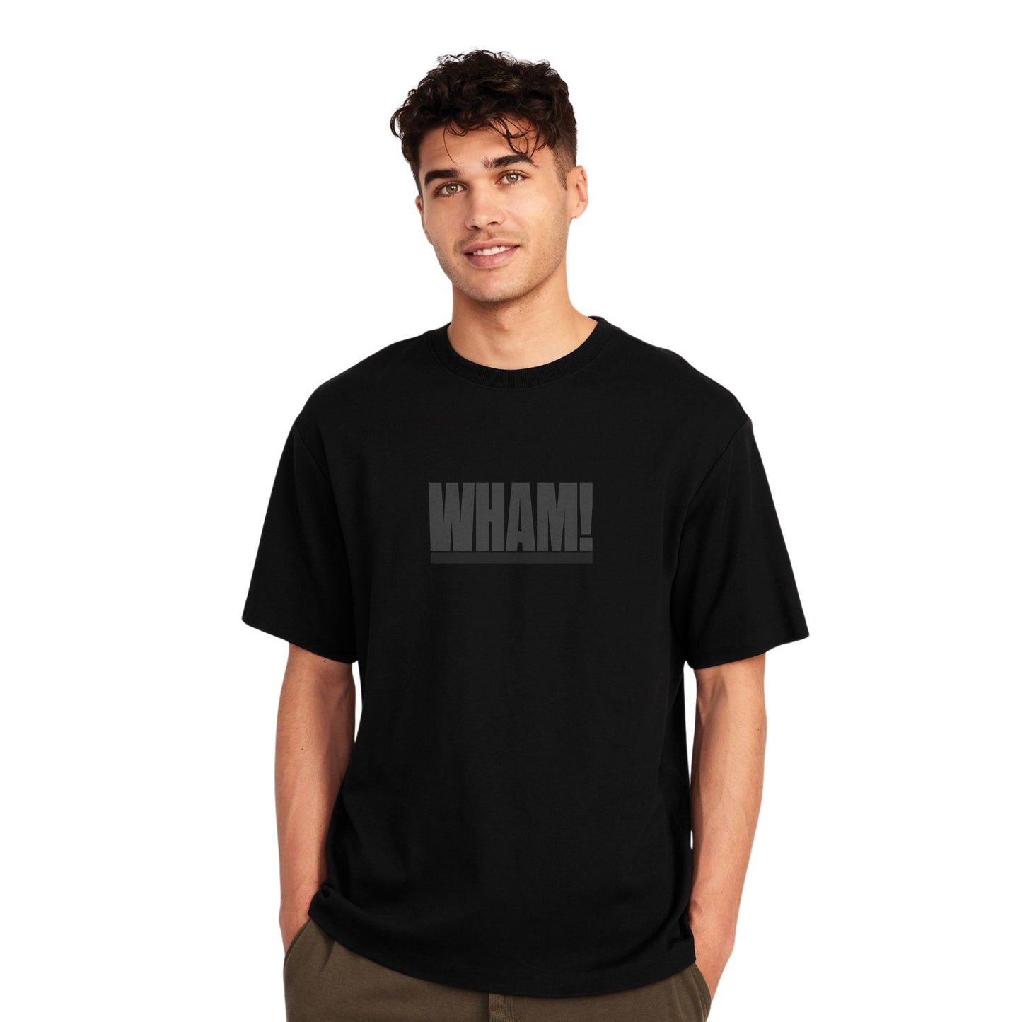 WHAM! Minimalist Comic T-Shirt – Bold Typography Graphic, Unisex Black Retro Tee