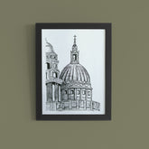 Architectural Dome Line Art – Black & White Sketch Wall Art
