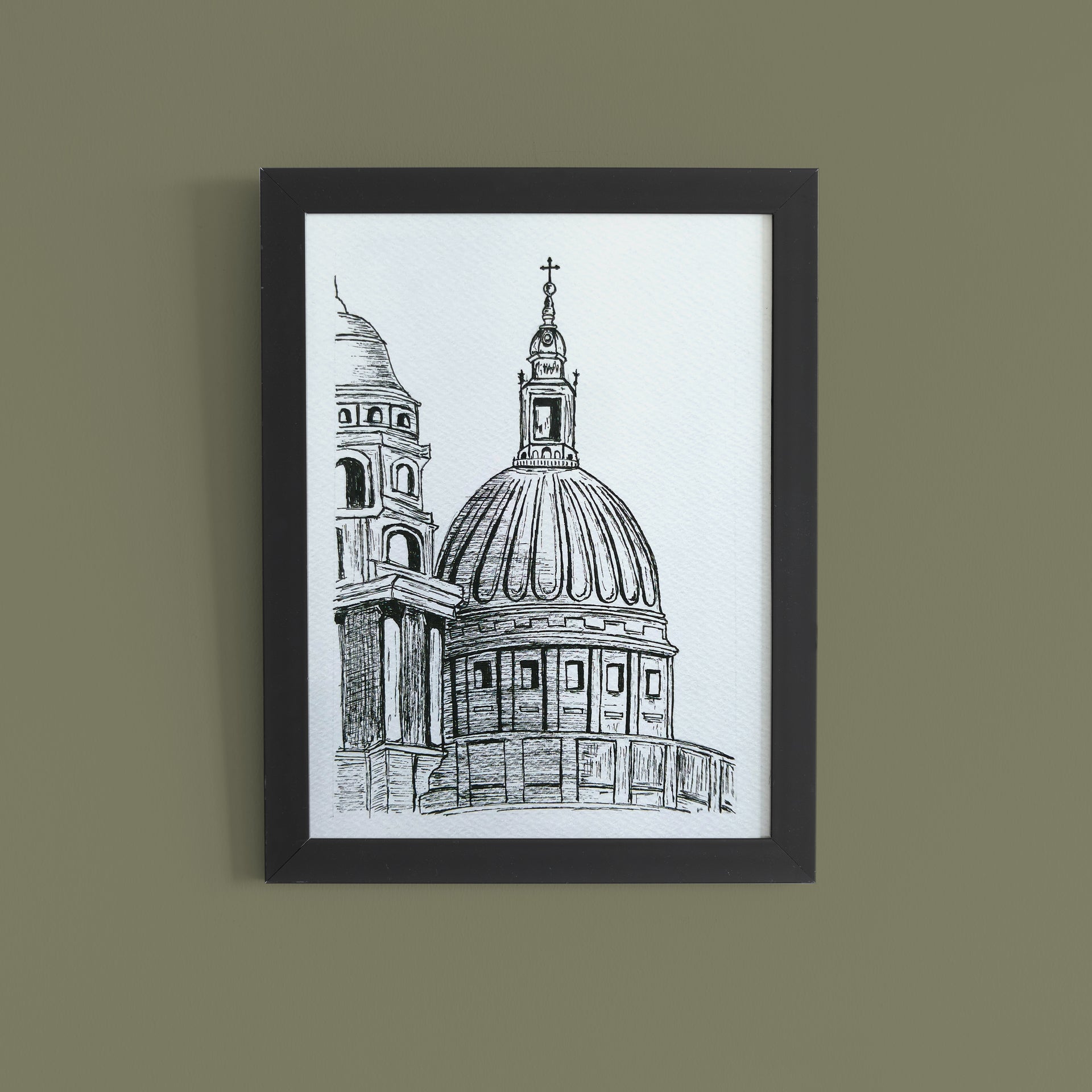 Architectural Dome Line Art – Black & White Sketch Wall Art