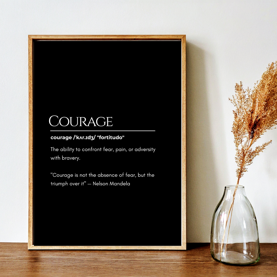 Elegant Courage Motivational Quote Frame – Minimalist Wall Decor for Inspiration