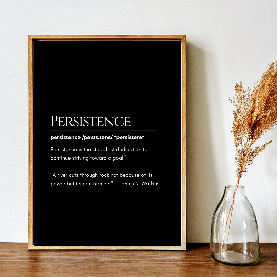 Elegant Persistence Motivational Quote Frame – Minimalist Wall Decor for Inspiration