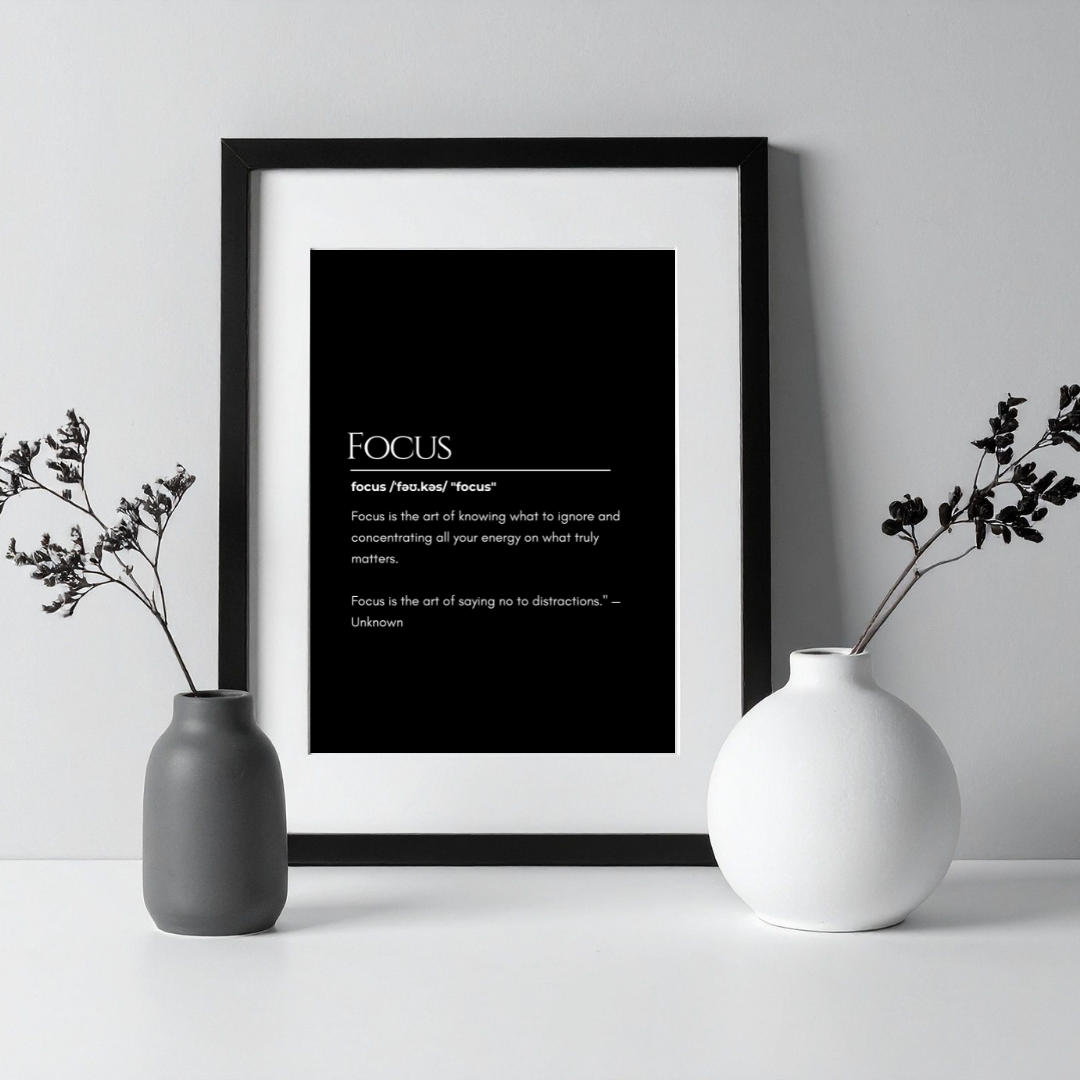 Elegant Focus Motivational Quote Frame – Minimalist Wall Decor for Inspiration