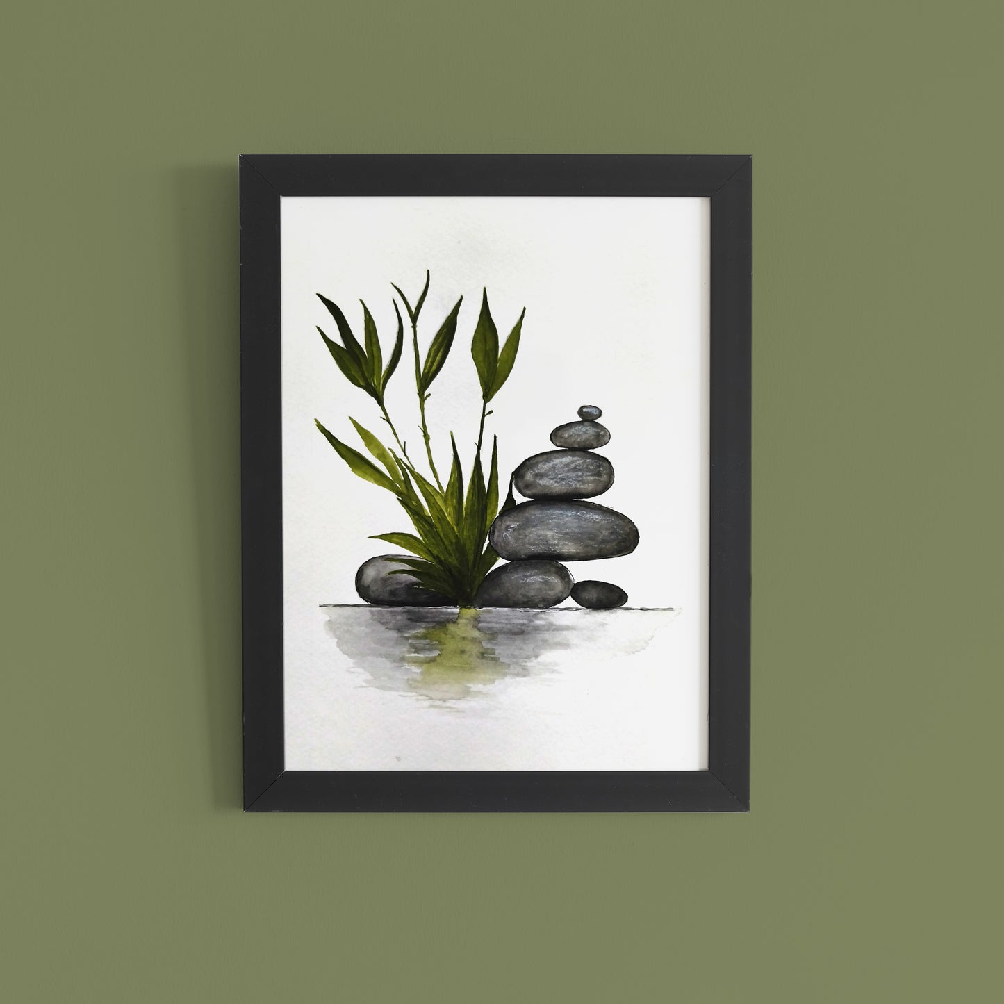 Zen Balance – Stones & Bamboo Watercolor Wall Art