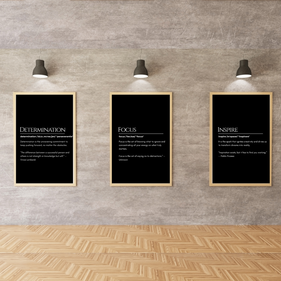 Elegant Determination Motivational Quote Frame – Minimalist Wall Decor for Inspiration