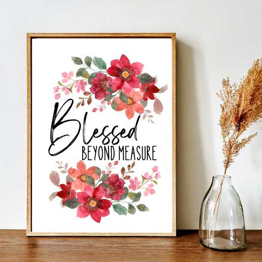 Blessed Beyond Measure Inspirational Quote Frame – Minimalist Wall Decor