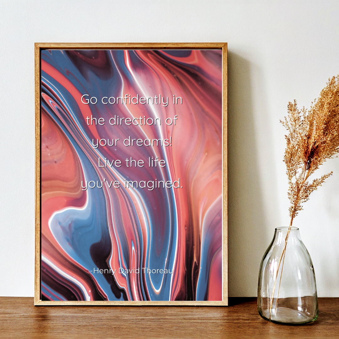 Go Confidently in the Direction of Your Dreams – Thoreau Inspirational Frame – Minimalist Wall Decor