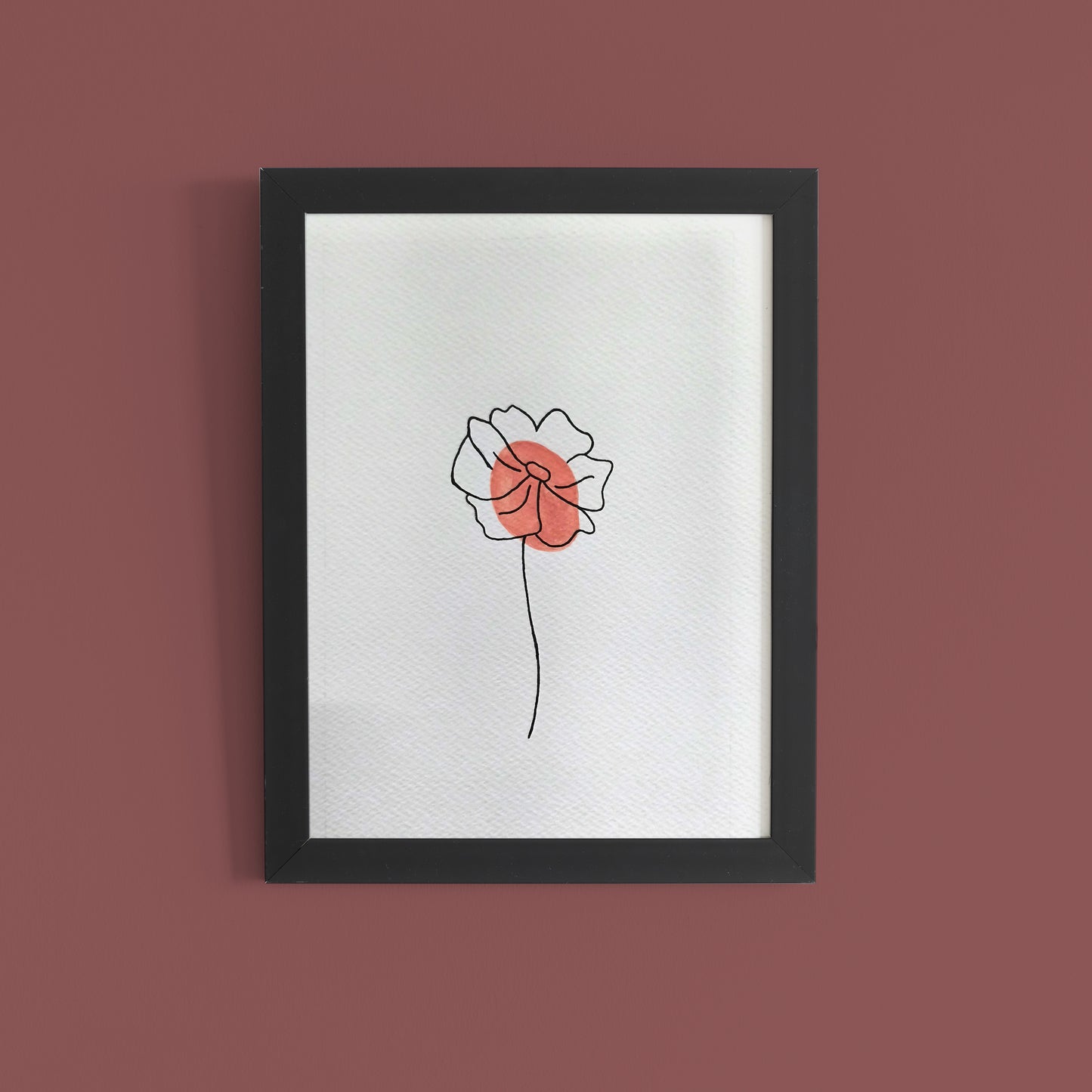 Delicate Line: Minimalist Flower Watercolor Art