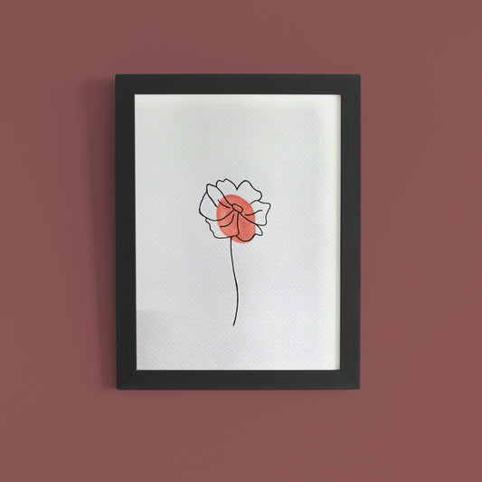 Delicate Line: Minimalist Flower Watercolor Art