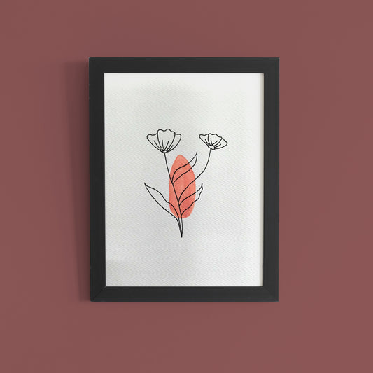 Blush Duo: Minimalist Pink Floral Line Watercolor Art