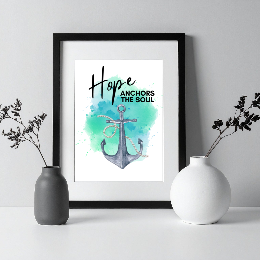 Hope Anchors the Soul Inspirational Quote Frame – Minimalist Wall Decor