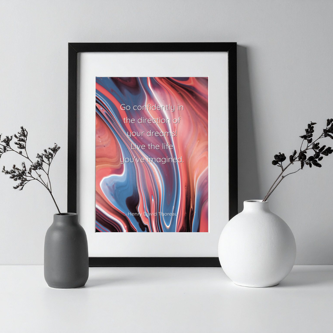 Go Confidently in the Direction of Your Dreams – Thoreau Inspirational Frame – Minimalist Wall Decor