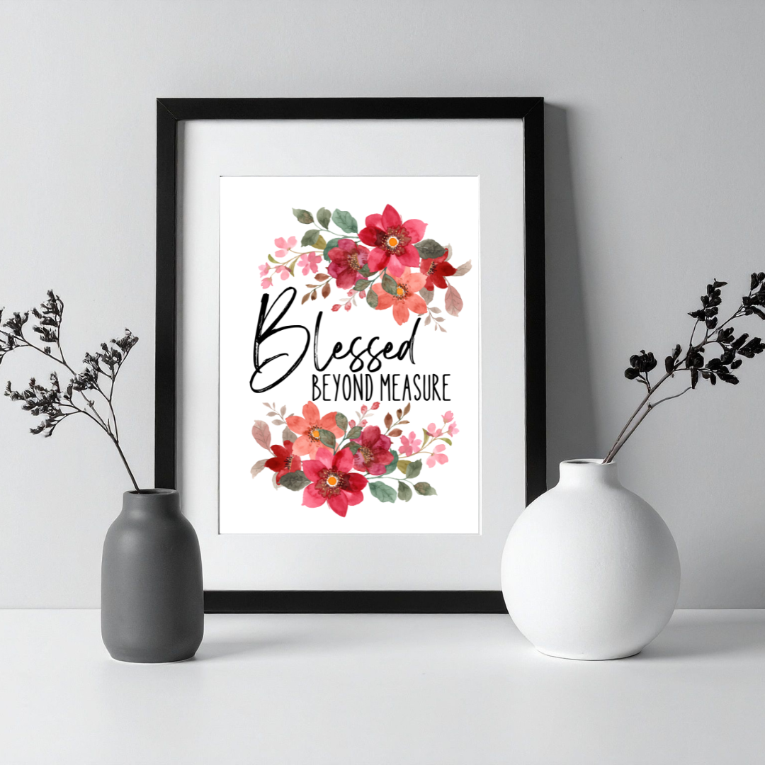 Blessed Beyond Measure Inspirational Quote Frame – Minimalist Wall Decor