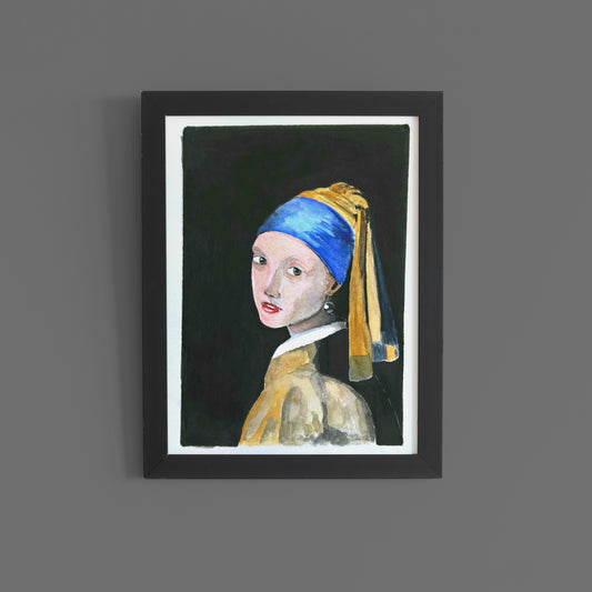 Girl with a Pearl Earring: Classic Portrait Watercolor Art