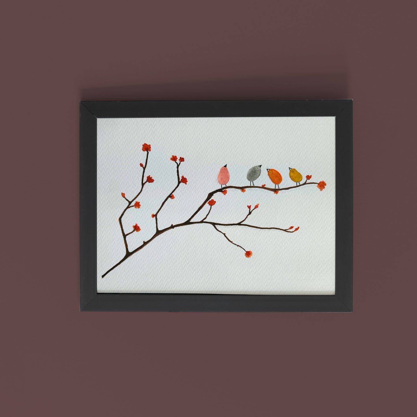 Branch Harmony: Minimalist Birds Watercolour Wall Art