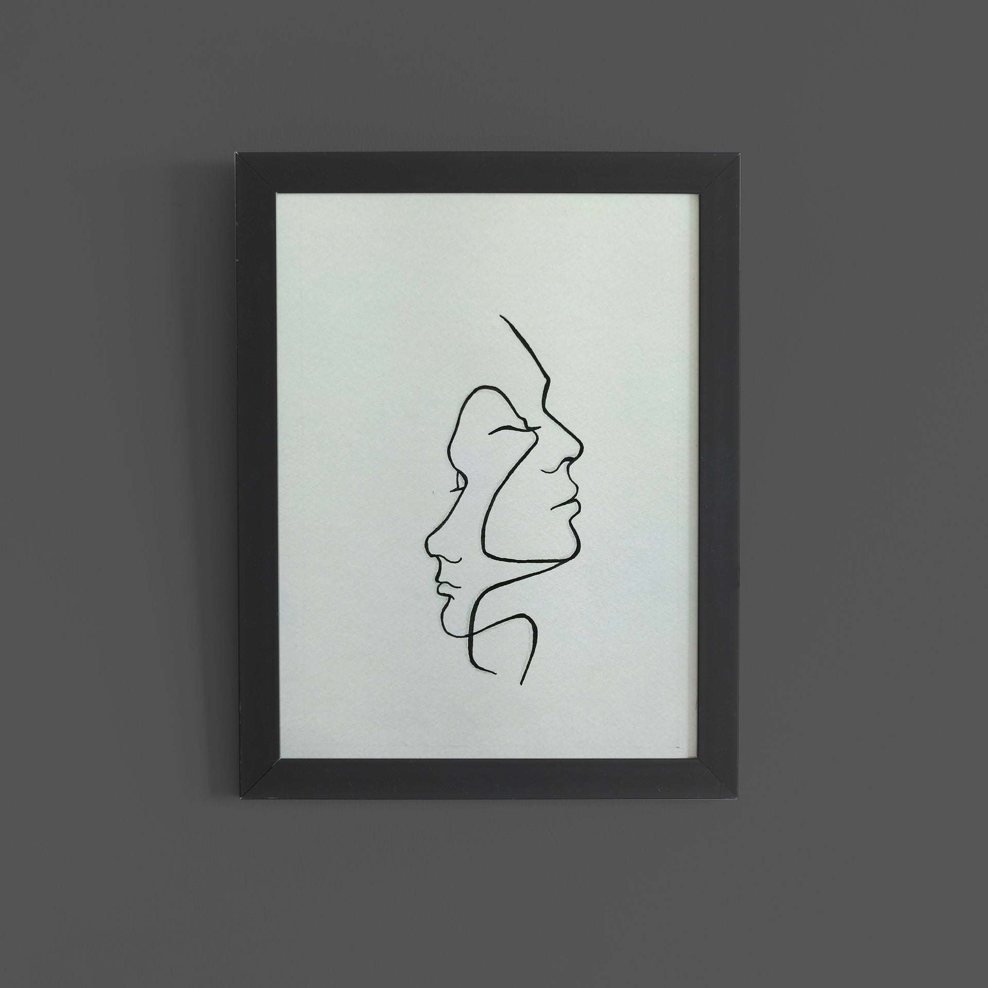 Harmony: Minimalist Line Faces Abstract Watercolor Art