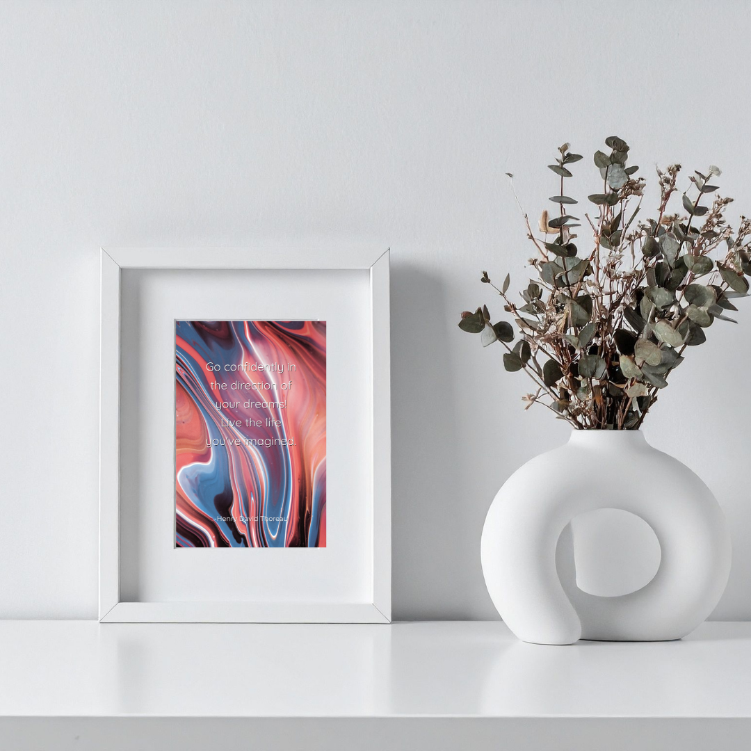 Go Confidently in the Direction of Your Dreams – Thoreau Inspirational Frame – Minimalist Wall Decor