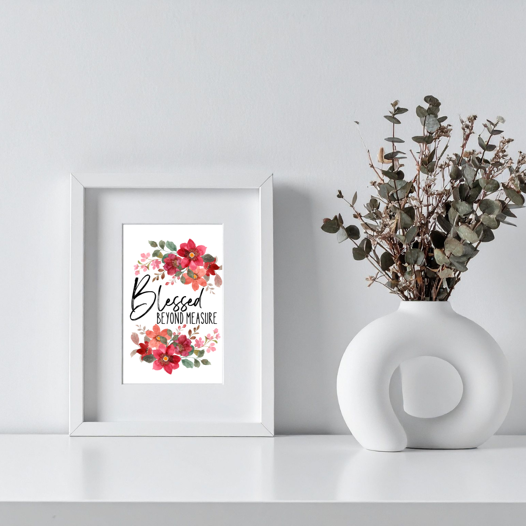 Blessed Beyond Measure Inspirational Quote Frame – Minimalist Wall Decor