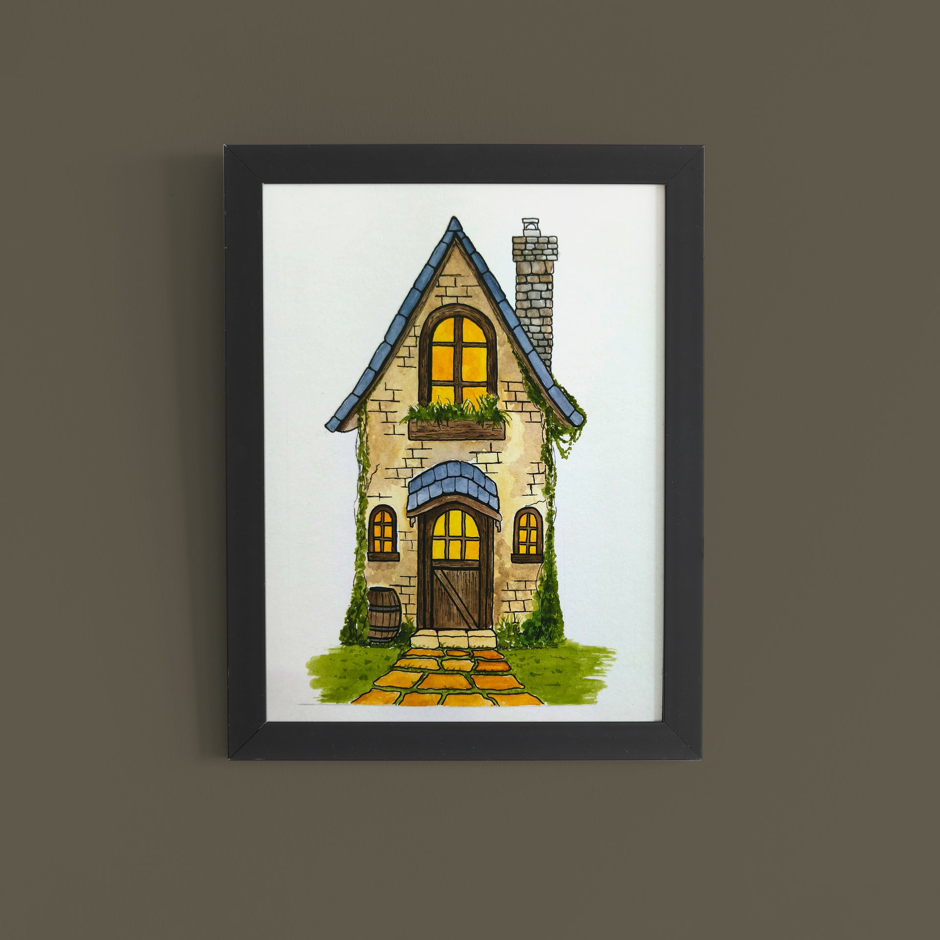 Fairytale Cottage – Hand-painted Watercolour Wall Art