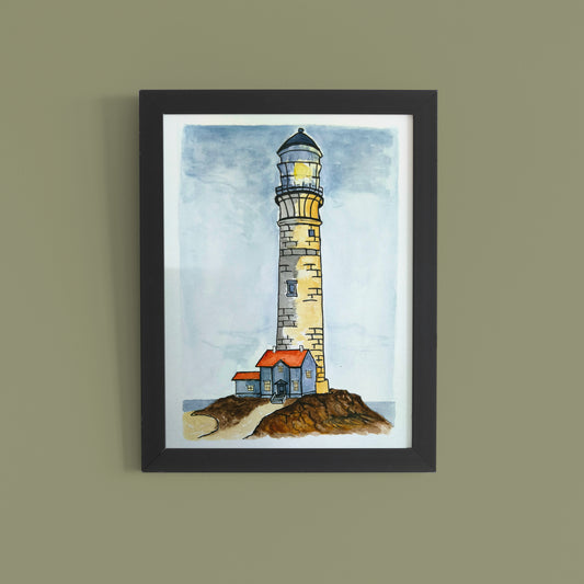 Coastal Lighthouse  – Hand-painted Watercolour Wall Art