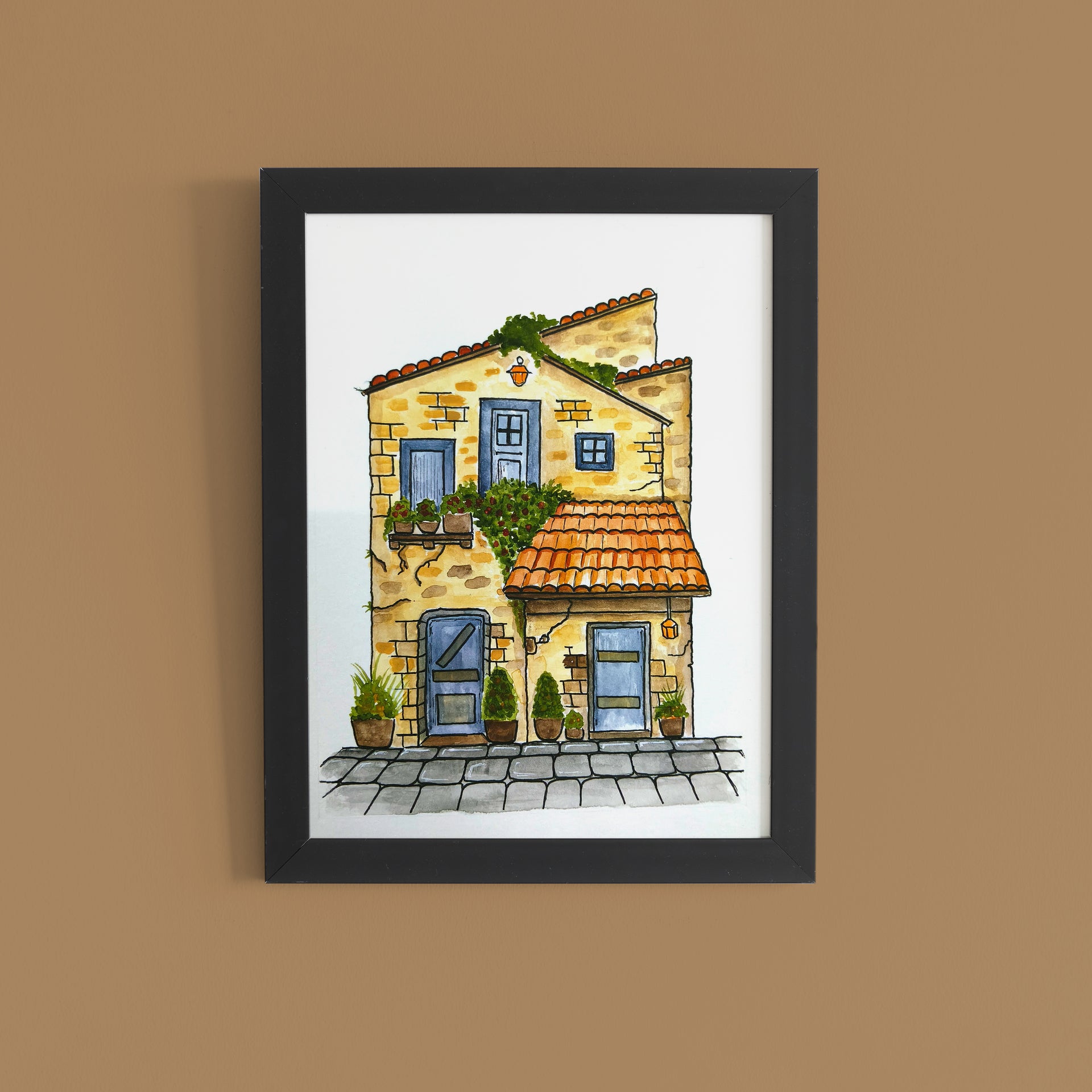 Tuscan Villa – Hand-painted Watercolour Wall Art