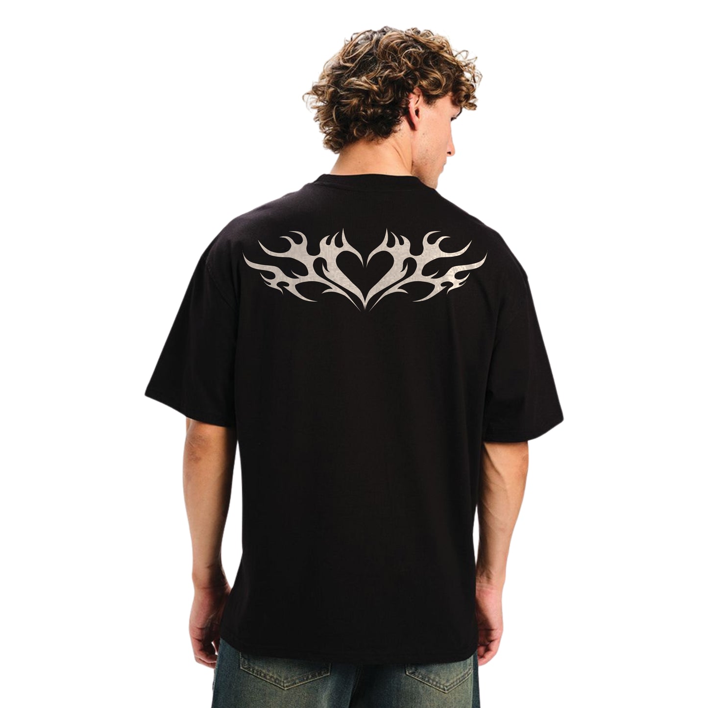 Tribal Flame Heart Graphic T-Shirt - Men's