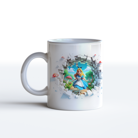 3D Alice in Wonderland Fantasy Mug – Whimsical Coffee Mug