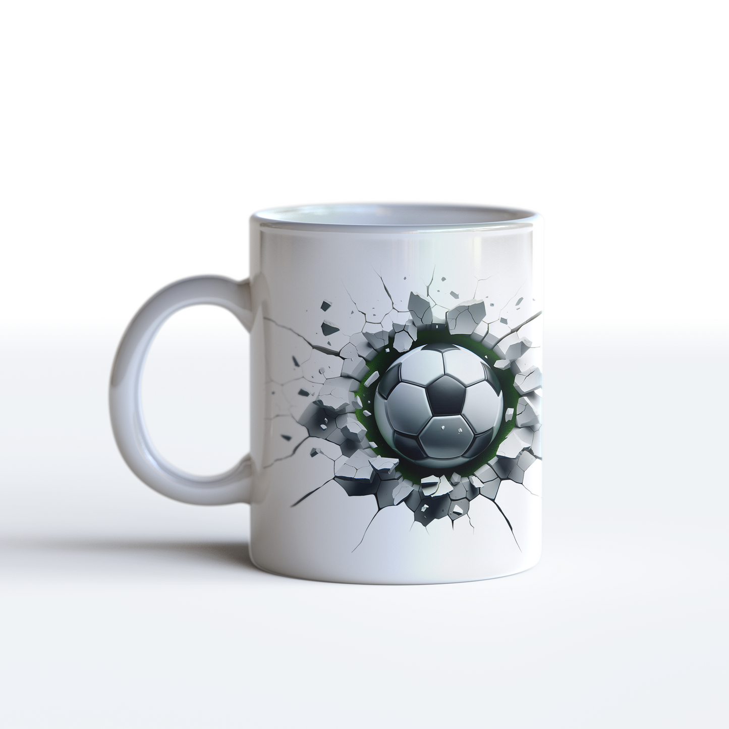3D Soccer Mug – Realistic Cracked Wall Football Coffee Mug