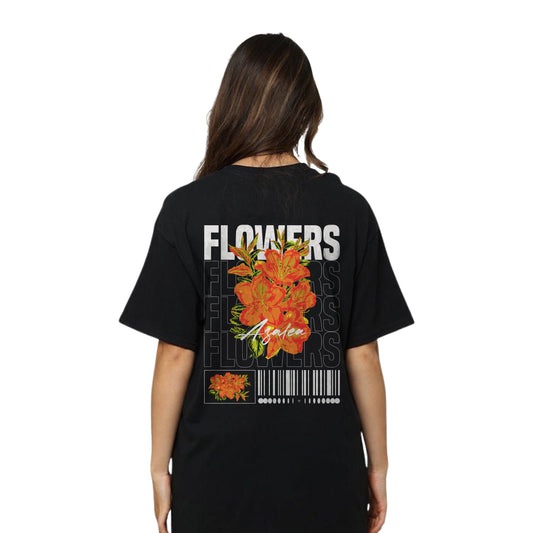 Azalea Flowers Graphic T-Shirt – Oversized Black Floral Streetwear
