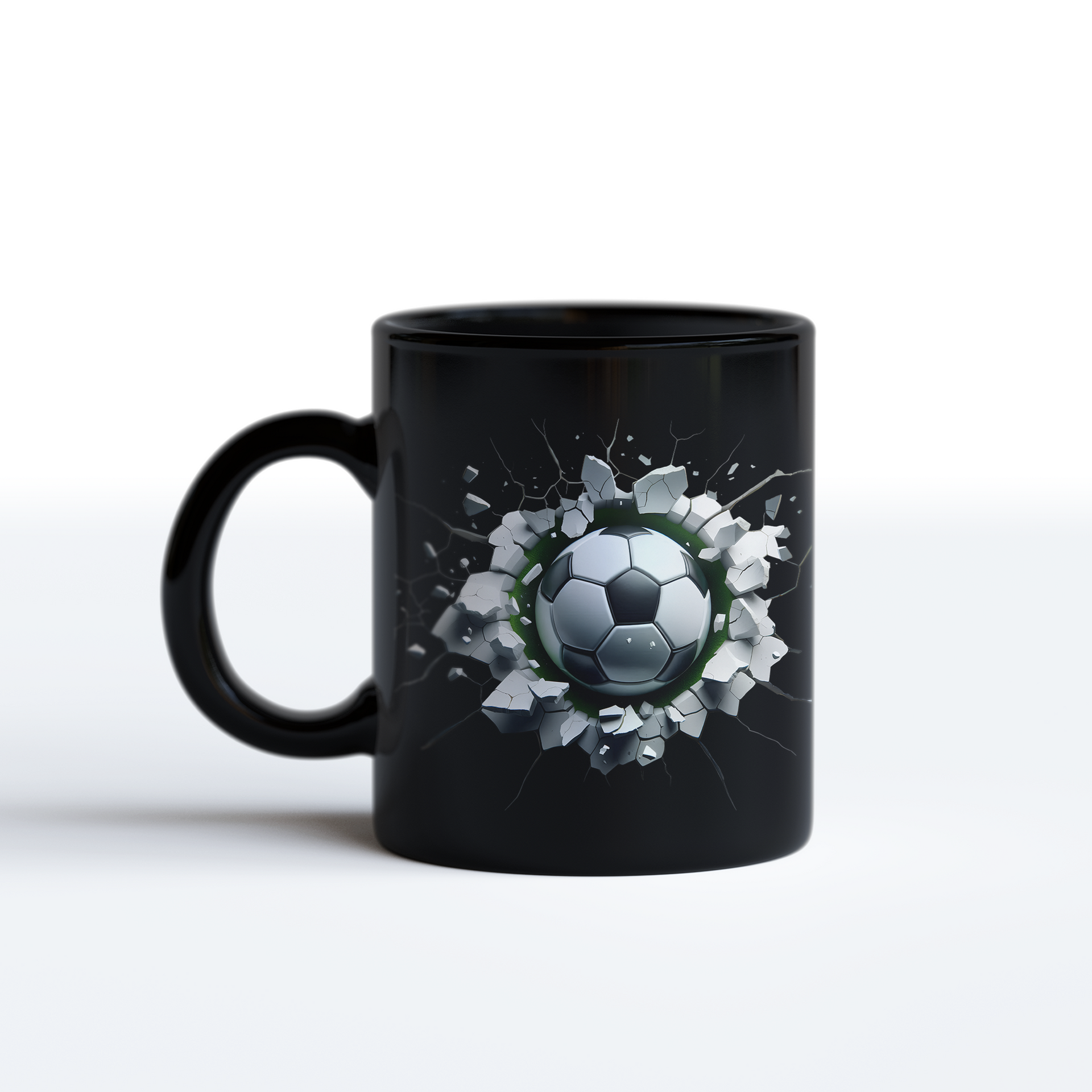 3D Soccer Mug – Realistic Cracked Wall Football Coffee Mug
