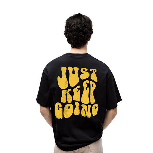 Just Keep Going - Bold Yellow Print, Unisex Comfort Fit T-shirt