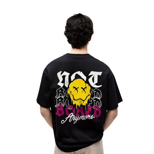 Not Bored Anymore Graffiti T-Shirt – Melting Smiley Face, Unisex Streetwear Tee