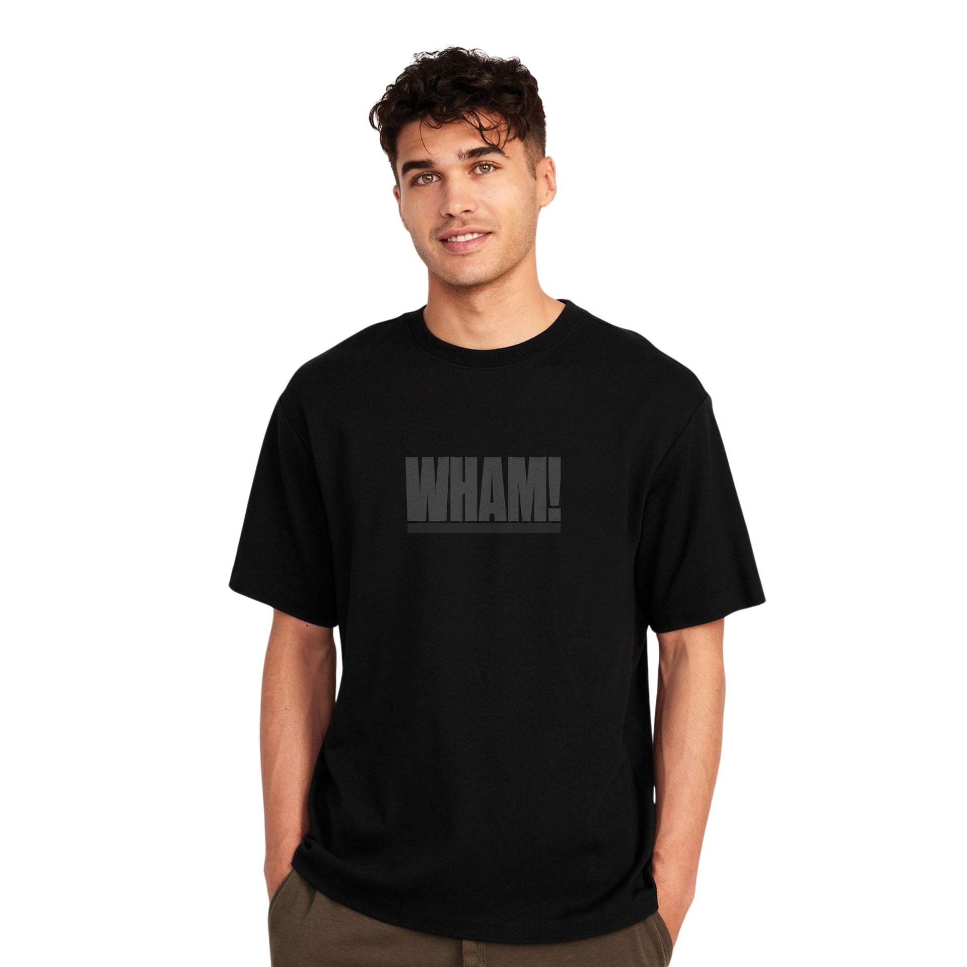 WHAM! Minimalist Comic T-Shirt – Bold Typography Graphic, Unisex Black Retro Tee